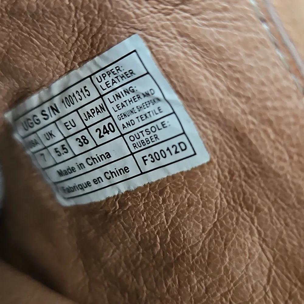 UGG Natalee Tan Leather Mules with Wooden Heel - Picture 2 of 5